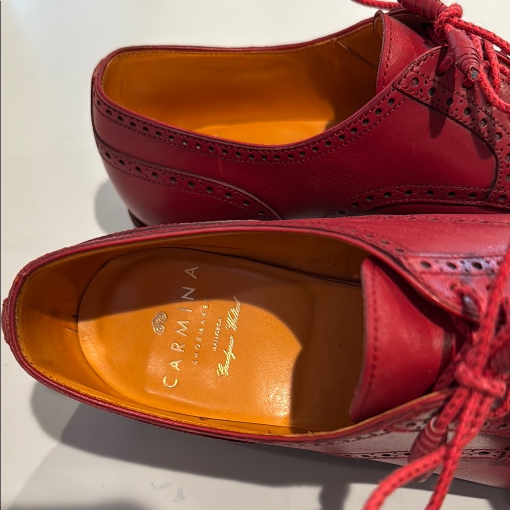 Carmine Red Leather Women’s Oxford - Picture 2 of 7